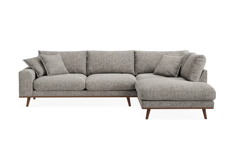 Copenhagen Premium 4-sits Högervänd L-formad Djup Schäslongsoffa i Chenille - Grå - Products - Möbler - Soffa - Divansoffa & schäslongsoffa - 4 sits soffa med divan