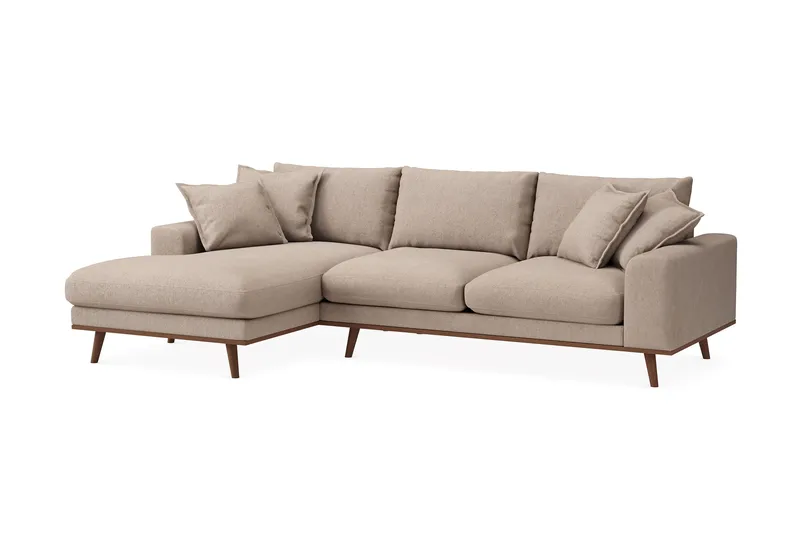 Copenhagen Premium 4-sits Vänstervänd L-formad Djup Divansoffa i Tyg - Ljusbrun - Products - Möbler - Soffa - Divansoffa & schäslongsoffa - 3 sits soffa med divan