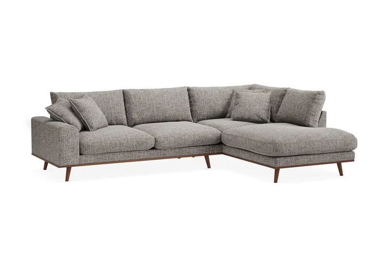 Copenhagen Premium 4-sits Högervänd L-formad Djup Schäslongsoffa i Chenille - Grå - Products - Möbler - Soffa - Divansoffa & schäslongsoffa - 4 sits soffa med divan
