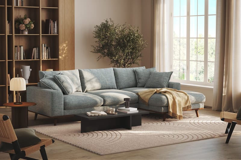 Copenhagen Premium 4-sits Högervänd L-formad Djup Divansoffa i Chenille - Grå/Blå - Products - Möbler - Soffa - Divansoffa & schäslongsoffa - 4 sits soffa med divan