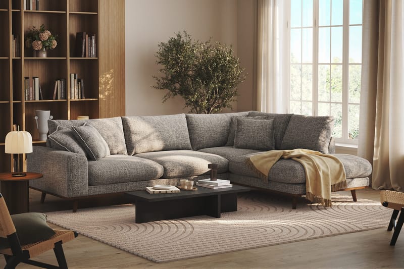 Copenhagen Premium 4-sits Högervänd L-formad Djup Schäslongsoffa i Chenille - Grå - Products - Möbler - Soffa - Divansoffa & schäslongsoffa - 4 sits soffa med divan