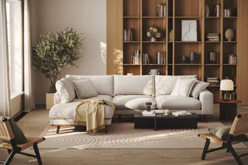 Copenhagen Premium 4-sits Vänstervänd L-formad Djup Schäslongsoffa i Tyg - Beige - Products - Möbler - Soffa - Divansoffa & schäslongsoffa - 4 sits soffa med divan