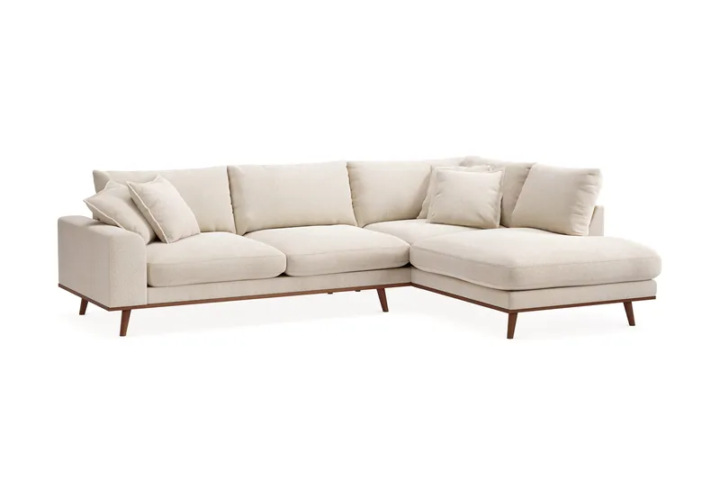 Copenhagen Premium 4-sits Högervänd L-formad Djup Schäslongsoffa i Chenille - Ljusbeige - Products - Möbler - Soffa - Divansoffa & schäslongsoffa - 4 sits soffa med divan