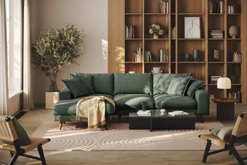 Copenhagen Premium 4-sits Vänstervänd L-formad Djup Divansoffa i Tyg - Grön - Products - Möbler - Soffa - Divansoffa & schäslongsoffa - 3 sits soffa med divan