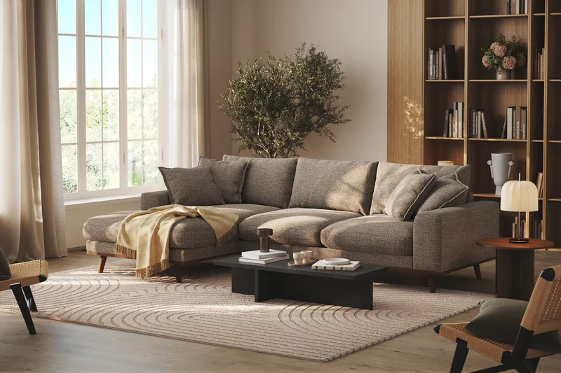 Copenhagen Premium 4-sits Vänstervänd L-formad Djup Divansoffa i Chenille - Brun - Products - Möbler - Soffa - Divansoffa & schäslongsoffa - 4 sits soffa med divan