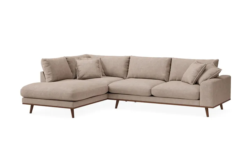 Copenhagen Premium 4-sits Vänstervänd L-formad Djup Schäslongsoffa i Tyg - Ljusbrun - Products - Möbler - Soffa - Divansoffa & schäslongsoffa - 4 sits soffa med divan