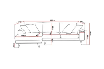 Copenhagen Premium 4-sits Vänstervänd L-formad Djup Divansoffa i Tyg - Ljusbrun - Products - Möbler - Soffa - Divansoffa & schäslongsoffa - 3 sits soffa med divan