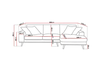 Copenhagen Premium 4-sits Högervänd L-formad Djup Divansoffa i Tyg - Mörkbrun - Products - Möbler - Soffa - Divansoffa & schäslongsoffa - 3 sits soffa med divan