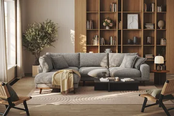 Copenhagen Premium 4-sits Vänstervänd L-formad Djup Schäslongsoffa i Chenille - Grå - Products - Möbler - Soffa - Divansoffa & schäslongsoffa - 4 sits soffa med divan