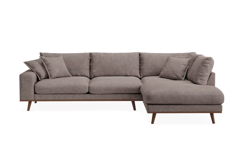 Copenhagen Premium 4-sits Högervänd L-formad Djup Schäslongsoffa i Tyg - Brun - Products - Möbler - Soffa - Divansoffa & schäslongsoffa - 4 sits soffa med divan