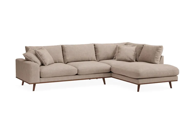 Copenhagen Premium 4-sits Högervänd L-formad Djup Schäslongsoffa i Tyg - Ljusbrun - Products - Möbler - Soffa - Divansoffa & schäslongsoffa - 4 sits soffa med divan