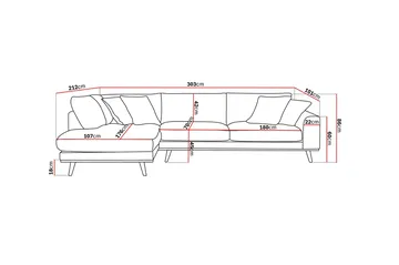 Copenhagen Premium 4-sits Vänstervänd L-formad Djup Schäslongsoffa i Tyg - Mörkbrun - Products - Möbler - Soffa - Divansoffa & schäslongsoffa - 4 sits soffa med divan