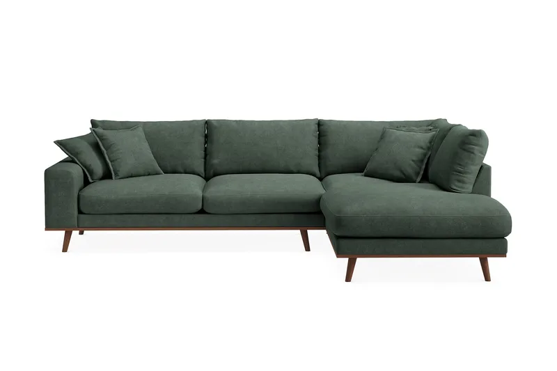 Copenhagen Premium 4-sits Högervänd L-formad Djup Schäslongsoffa i Tyg - Grön - Products - Möbler - Soffa - Divansoffa & schäslongsoffa - 4 sits soffa med divan