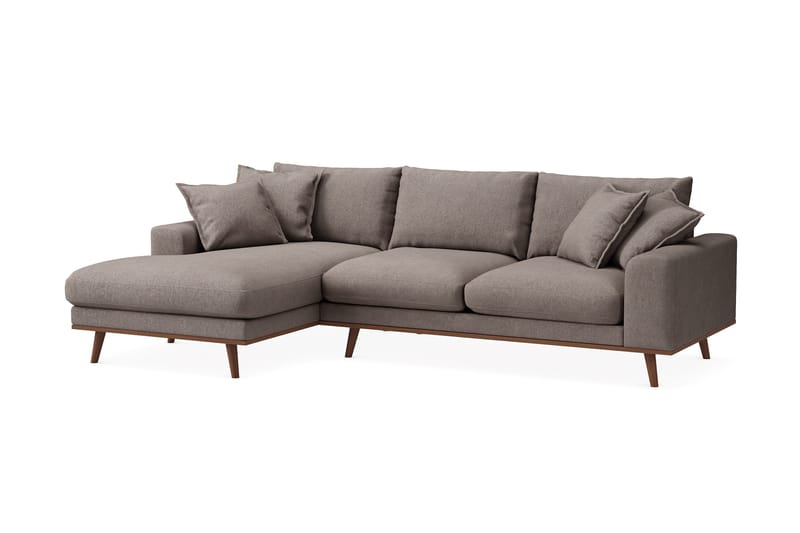 Copenhagen Premium 4-sits Vänstervänd L-formad Djup Divansoffa i Tyg - Brun - Products - Möbler - Soffa - Divansoffa & schäslongsoffa - 3 sits soffa med divan