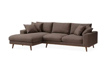 Copenhagen Premium 4-sits Vänstervänd L-formad Djup Divansoffa i Tyg - Mörkbrun - Products - Möbler - Soffa - Divansoffa & schäslongsoffa - 3 sits soffa med divan