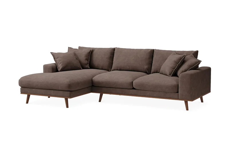 Copenhagen Premium 4-sits Vänstervänd L-formad Djup Divansoffa i Tyg - Mörkbrun - Products - Möbler - Soffa - Divansoffa & schäslongsoffa - 3 sits soffa med divan