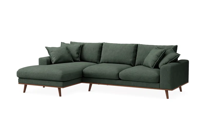 Copenhagen Premium 4-sits Vänstervänd L-formad Djup Divansoffa i Tyg - Grön - Products - Möbler - Soffa - Divansoffa & schäslongsoffa - 3 sits soffa med divan