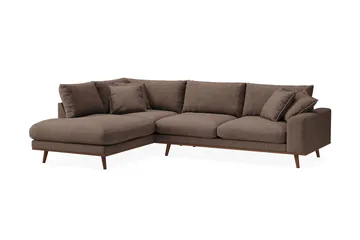 Copenhagen Premium 4-sits Vänstervänd L-formad Djup Schäslongsoffa i Tyg - Mörkbrun - Products - Möbler - Soffa - Divansoffa & schäslongsoffa - 4 sits soffa med divan