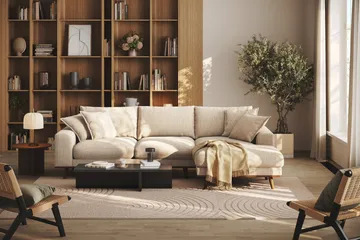 Copenhagen Premium 4-sits Högervänd L-formad Djup Divansoffa i Chenille - Beige - Products - Möbler - Soffa - Divansoffa & schäslongsoffa - 4 sits soffa med divan