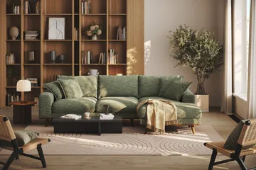 Copenhagen Premium 4-sits Högervänd L-formad Djup Divansoffa i Chenille - Grön - Products - Möbler - Soffa - Divansoffa & schäslongsoffa - 4 sits soffa med divan