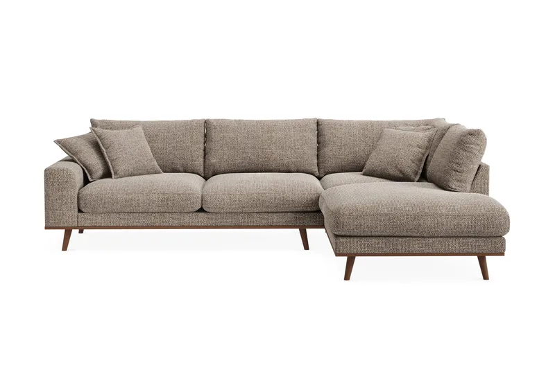 Copenhagen Premium 4-sits Högervänd L-formad Djup Schäslongsoffa i Chenille - Brun - Products - Möbler - Soffa - Divansoffa & schäslongsoffa - 4 sits soffa med divan