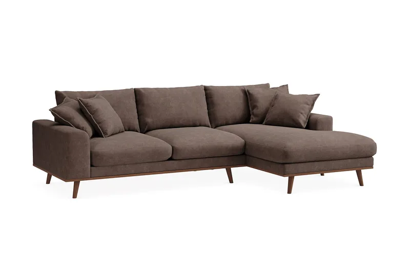 Copenhagen Premium 4-sits Högervänd L-formad Djup Divansoffa i Tyg - Mörkbrun - Products - Möbler - Soffa - Divansoffa & schäslongsoffa - 3 sits soffa med divan