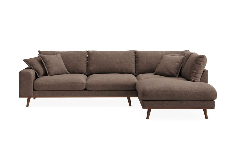 Copenhagen Premium 4-sits Högervänd L-formad Djup Schäslongsoffa i Tyg - Mörkbrun - Products - Möbler - Soffa - Divansoffa & schäslongsoffa - 4 sits soffa med divan