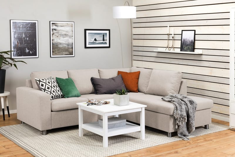 Crazy 3-sits Högervänd L-formad Schäslongsoffa i Tyg - Beige - Products - Möbler - Soffa - Divansoffa & schäslongsoffa - 2 sits soffa med divan