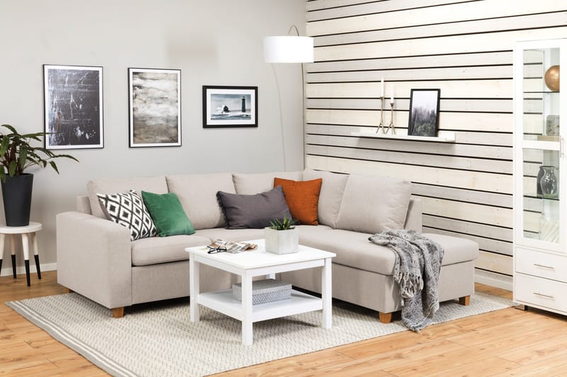 Crazy 3-sits Högervänd L-formad Schäslongsoffa i Tyg - Beige - Products - Möbler - Soffa - Divansoffa & schäslongsoffa - 2 sits soffa med divan