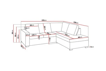 Crazy 3-sits Högervänd L-formad Schäslongsoffa i Tyg - Grå - Products - Möbler - Soffa - Divansoffa & schäslongsoffa - 2 sits soffa med divan