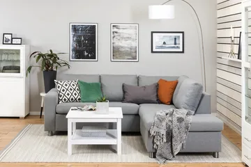 Crazy 3-sits Högervänd L-formad Schäslongsoffa i Tyg - Grå - Products - Möbler - Soffa - Divansoffa & schäslongsoffa - 2 sits soffa med divan