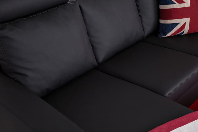 Crazy 3-sits Vändbar L-formad Divansoffa i Konstläder - Svart - Products - Möbler - Soffa - Divansoffa & schäslongsoffa - 3 sits soffa med divan