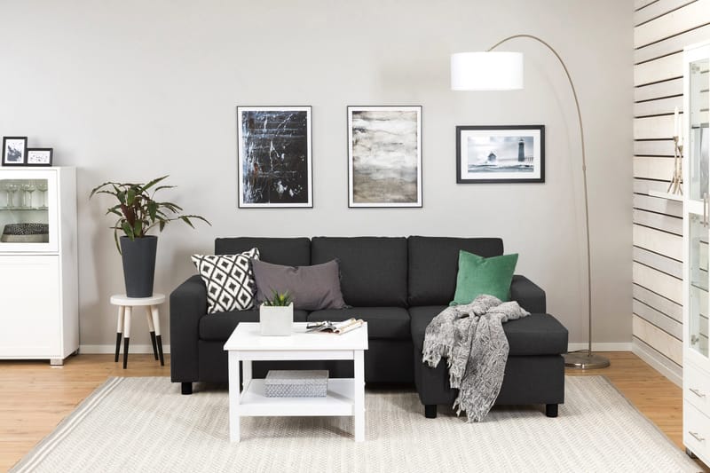 Crazy 3-sits Vändbar L-formad Divansoffa i Tyg - Antracit - Products - Möbler - Soffa - Divansoffa & schäslongsoffa - 3 sits soffa med divan