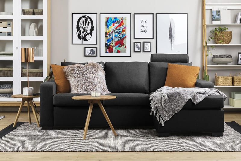 Crazy 3-sits Vändbar L-formad Divansoffa i Tyg - Antracit - Products - Möbler - Soffa - Divansoffa & schäslongsoffa - 3 sits soffa med divan