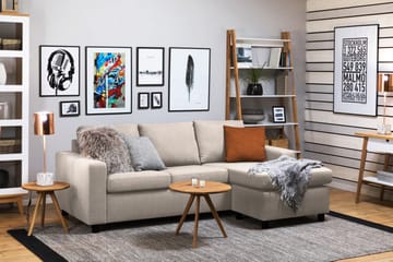 Crazy 3-sits Vändbar L-formad Divansoffa i Tyg - Beige - Products - Möbler - Soffa - Divansoffa & schäslongsoffa - 3 sits soffa med divan