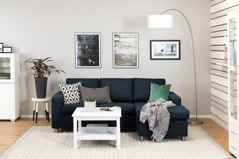 Crazy 3-sits Vändbar L-formad Divansoffa i Tyg - Blå - Products - Möbler - Soffa - Divansoffa & schäslongsoffa - 3 sits soffa med divan
