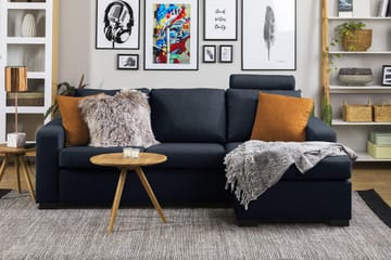 Crazy 3-sits Vändbar L-formad Divansoffa i Tyg - Blå - Products - Möbler - Soffa - Divansoffa & schäslongsoffa - 3 sits soffa med divan