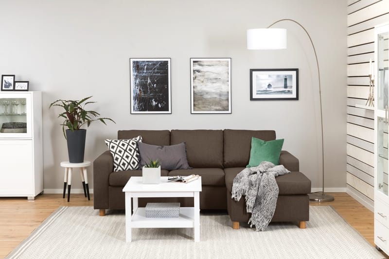 Crazy 3-sits Vändbar L-formad Divansoffa i Tyg - Brun - Products - Möbler - Soffa - Divansoffa & schäslongsoffa - 3 sits soffa med divan