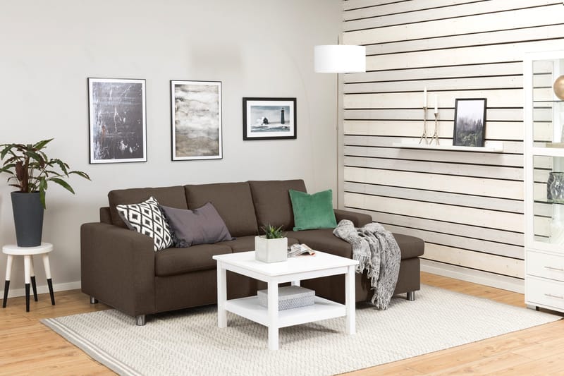 Crazy 3-sits Vändbar L-formad Divansoffa i Tyg - Brun - Products - Möbler - Soffa - Divansoffa & schäslongsoffa - 3 sits soffa med divan