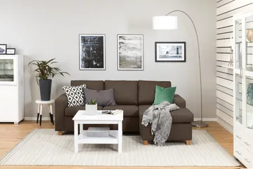 Crazy 3-sits Vändbar L-formad Divansoffa i Tyg - Brun - Products - Möbler - Soffa - Divansoffa & schäslongsoffa - 3 sits soffa med divan