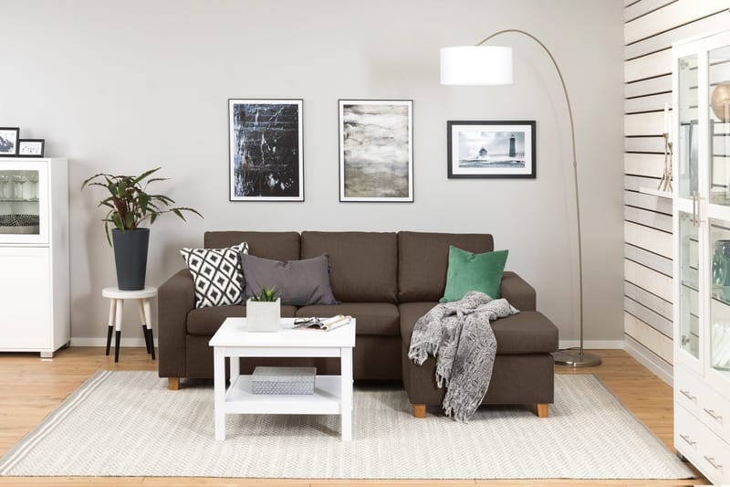 Crazy 3-sits Vändbar L-formad Divansoffa i Tyg - Brun - Products - Möbler - Soffa - Divansoffa & schäslongsoffa - 3 sits soffa med divan