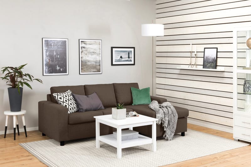 Crazy 3-sits Vändbar L-formad Divansoffa i Tyg - Brun - Products - Möbler - Soffa - Divansoffa & schäslongsoffa - 3 sits soffa med divan