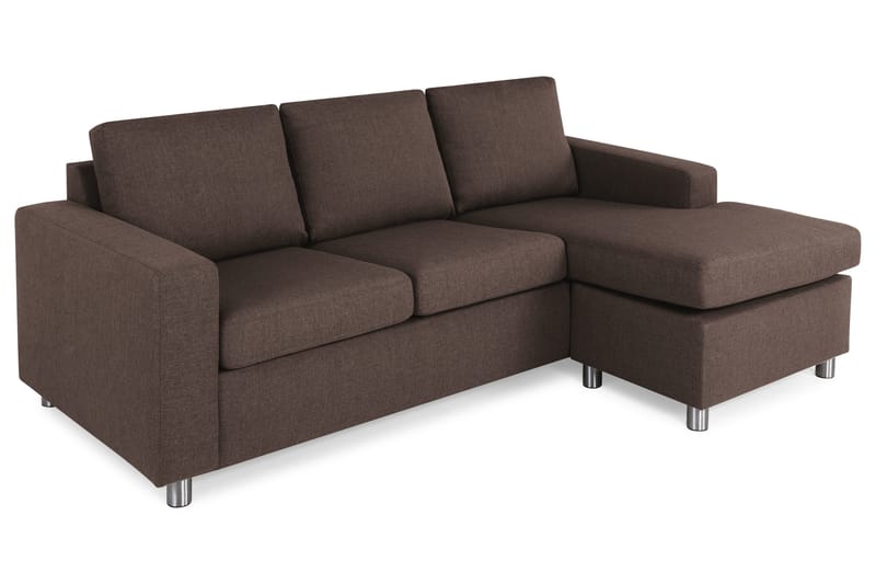 Crazy 3-sits Vändbar L-formad Divansoffa i Tyg - Brun - Products - Möbler - Soffa - Divansoffa & schäslongsoffa - 3 sits soffa med divan