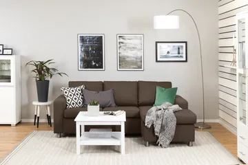 Crazy 3-sits Vändbar L-formad Divansoffa i Tyg - Brun - Products - Möbler - Soffa - Divansoffa & schäslongsoffa - 3 sits soffa med divan