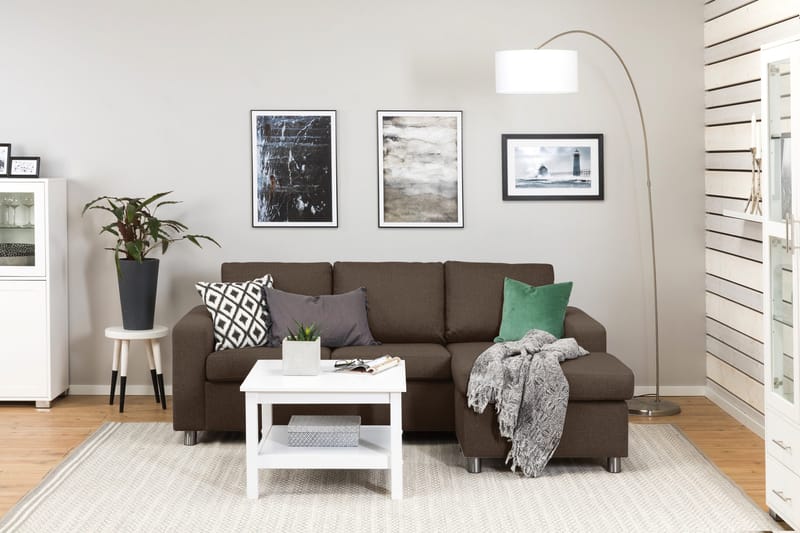 Crazy 3-sits Vändbar L-formad Divansoffa i Tyg - Brun - Products - Möbler - Soffa - Divansoffa & schäslongsoffa - 3 sits soffa med divan