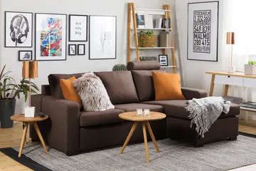 Crazy 3-sits Vändbar L-formad Divansoffa i Tyg - Brun - Products - Möbler - Soffa - Divansoffa & schäslongsoffa - 3 sits soffa med divan