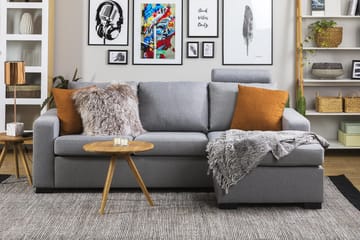 Crazy 3-sits Vändbar L-formad Divansoffa i Tyg - Grå - Products - Möbler - Soffa - Divansoffa & schäslongsoffa - 3 sits soffa med divan