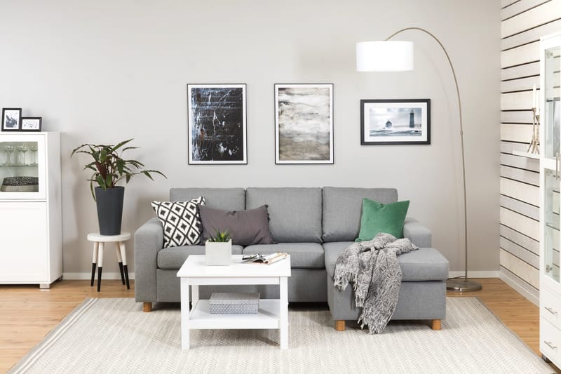 Crazy 3-sits Vändbar L-formad Divansoffa i Tyg - Grå - Products - Möbler - Soffa - Divansoffa & schäslongsoffa - 3 sits soffa med divan