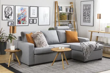 Crazy 3-sits Vändbar L-formad Divansoffa i Tyg - Grå - Products - Möbler - Soffa - Divansoffa & schäslongsoffa - 3 sits soffa med divan