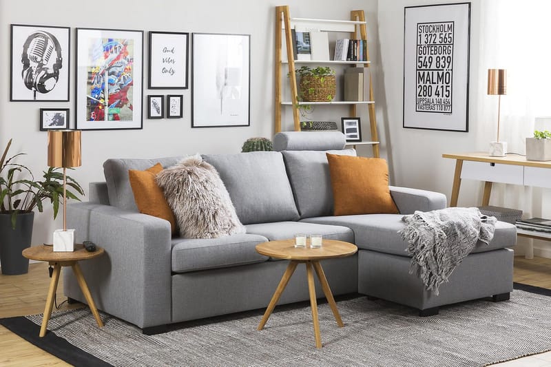 Crazy 3-sits Vändbar L-formad Divansoffa i Tyg - Grå - Products - Möbler - Soffa - Divansoffa & schäslongsoffa - 3 sits soffa med divan